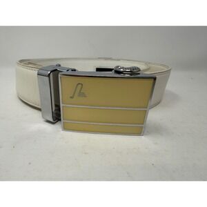 Mission Belt Mens White Leather Ratchet Belt Silver Buckle B140 40" XL